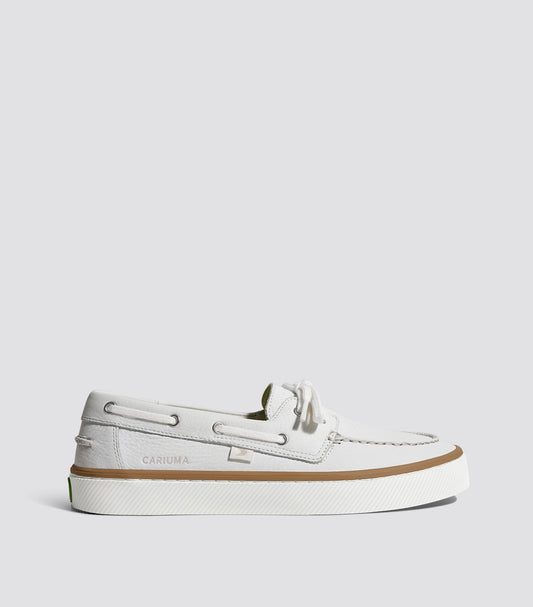 Maré White Premium Leather Boat Shoe