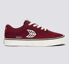 NAIOCA PRO Cabernet Suede and Canvas Ivory Logo Sneaker