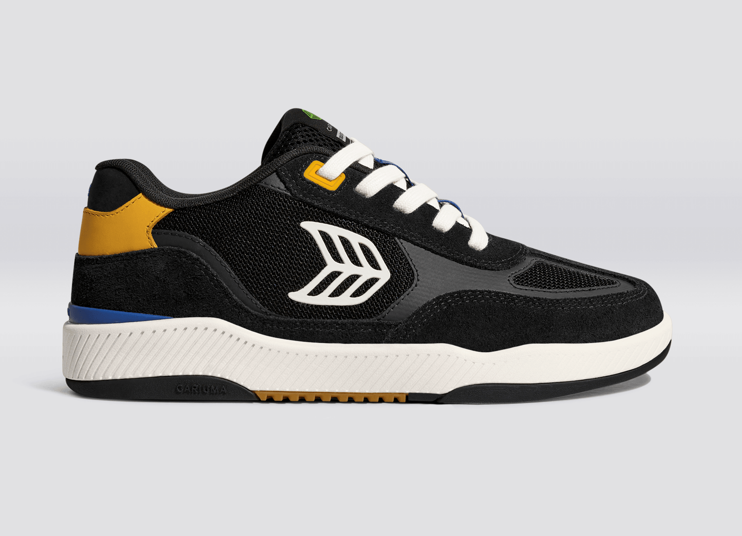Skategoat C25 PRO Black Suede and Mesh Ivory Logo Yellow Sneaker