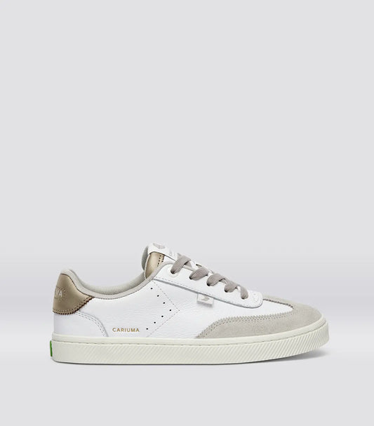 TOCA White Premium Leather Vintage White Suede Metallic Gold Sneaker