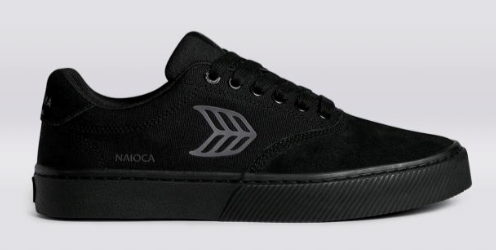 NAIOCA PRO All Black Suede and Canvas Ash Grey Logo Sneaker