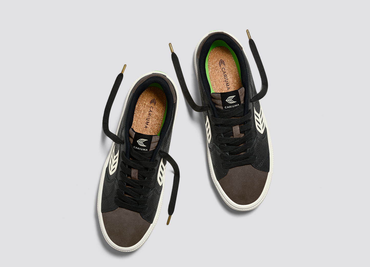 SALVAS Black Premium Leather Khaki Suede Ivory Logo Sneaker