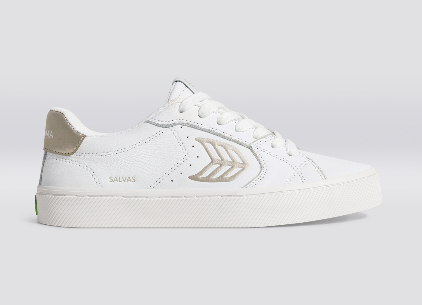 SALVAS White Premium Leather Gold Logo Sneaker