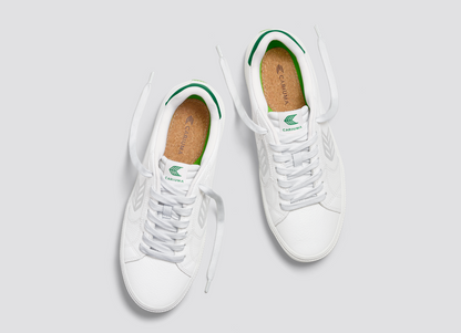 SALVAS White Premium Leather Ice Logo Green Sneaker