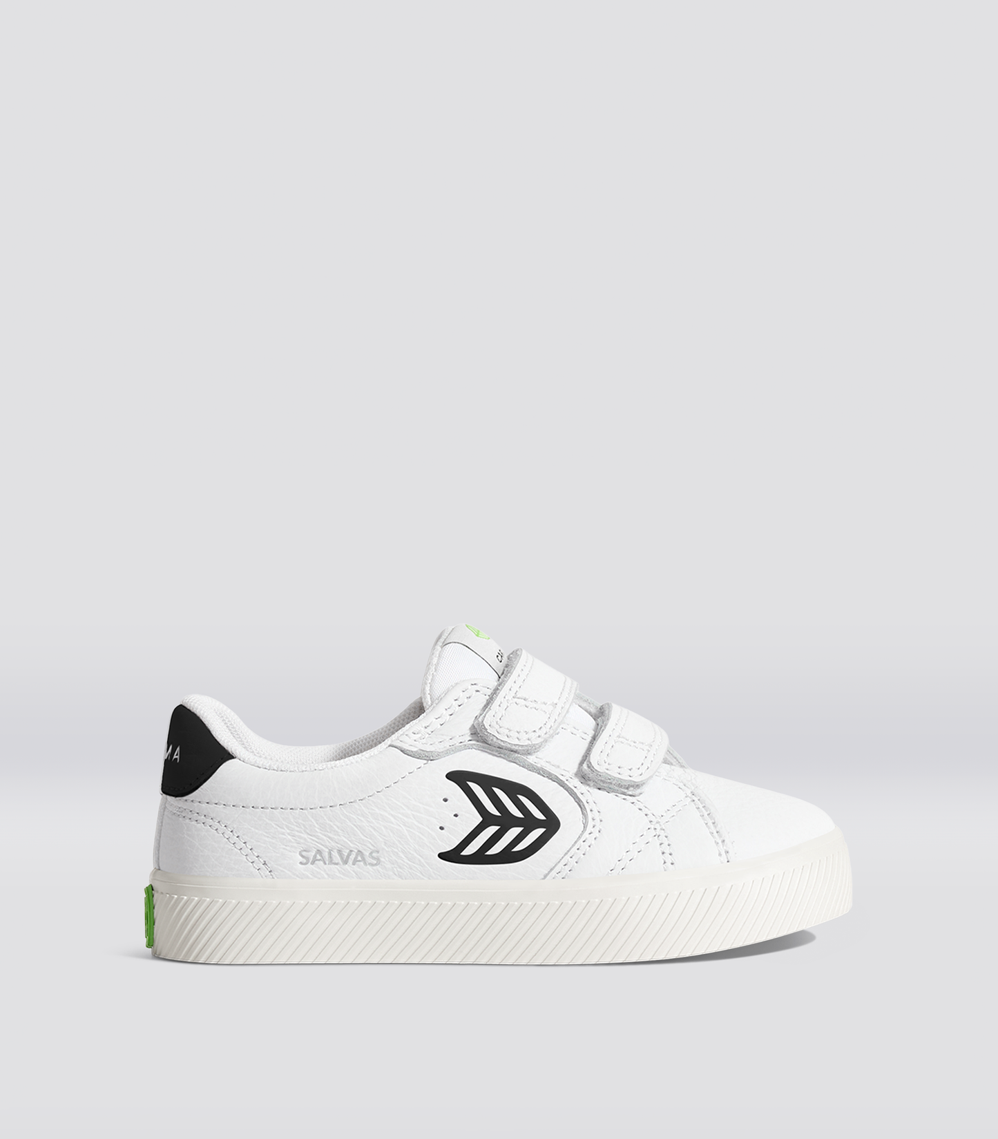 SALVAS White Premium Leather Black Logo Sneaker Kids