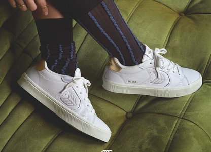 SALVAS White Premium Leather Ice Logo Sneaker