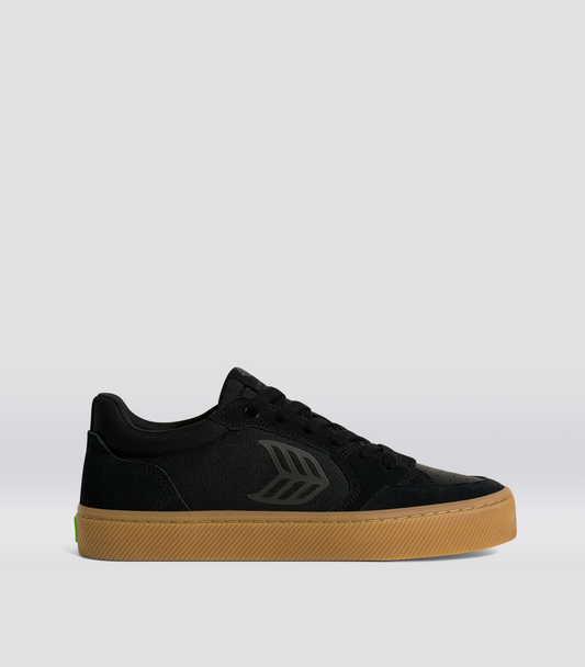 VALLELY PRO Gum Black Suede and Cordura Ash Grey Logo Sneaker