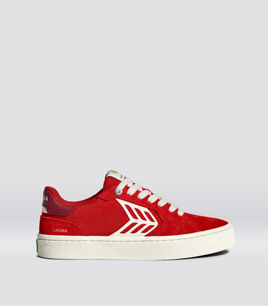 CATIBA PRO 2.0 Flame Scarlet Suede and Cordura Ivory Logo Cabernet Sneaker