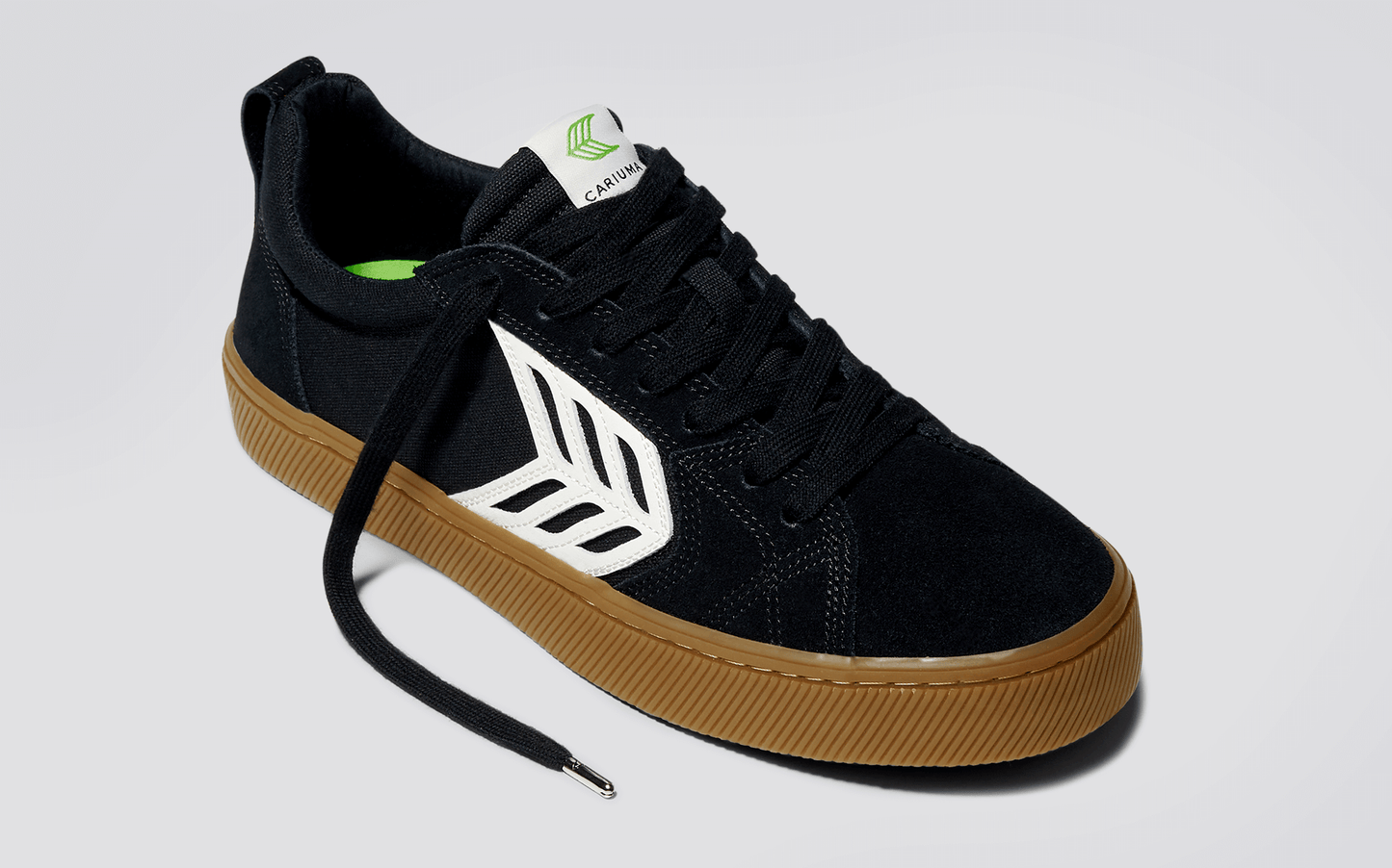 CATIBA PRO Low Gum Black Suede and Canvas Ivory Logo Sneaker