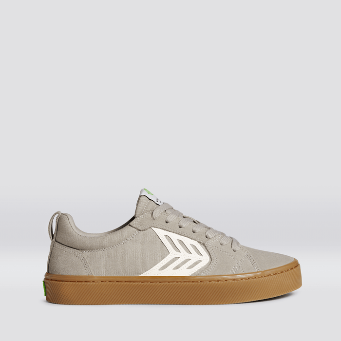 CATIBA PRO Low Gum Cloud Grey Suede and Canvas Ivory Logo Sneaker