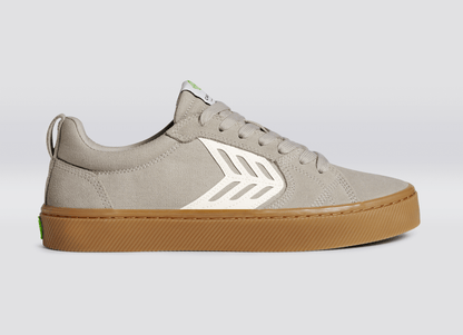 CATIBA PRO Low Gum Cloud Grey Suede and Canvas Ivory Logo Sneaker