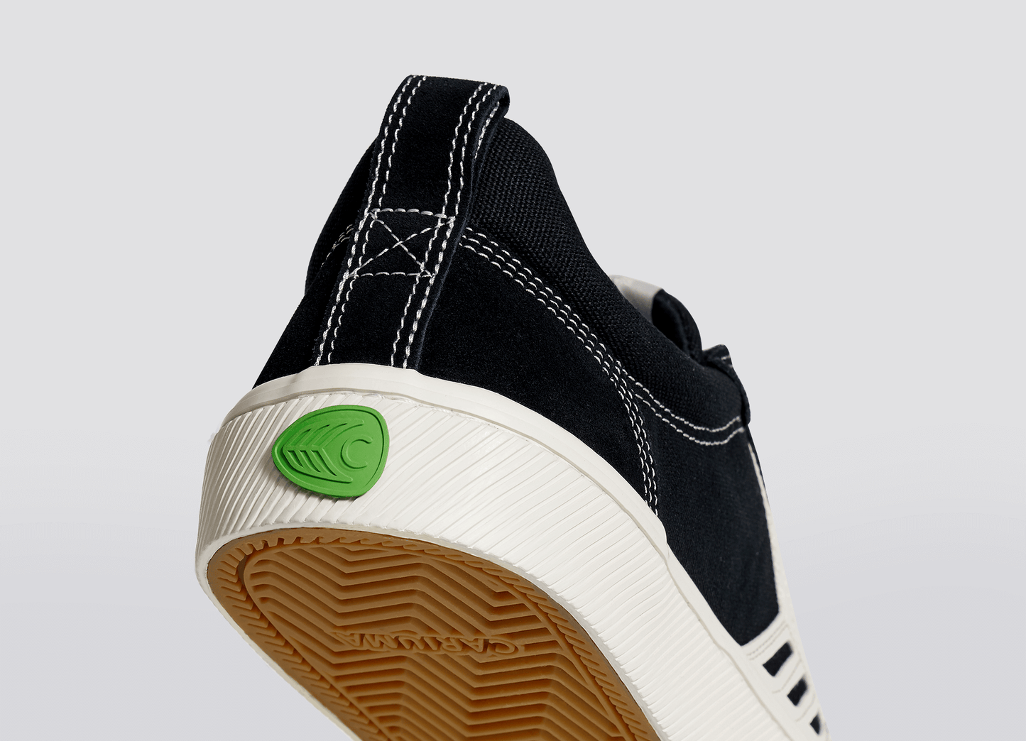 CATIBA PRO Low Black Suede and Canvas Contrast Thread Ivory Logo Sneaker