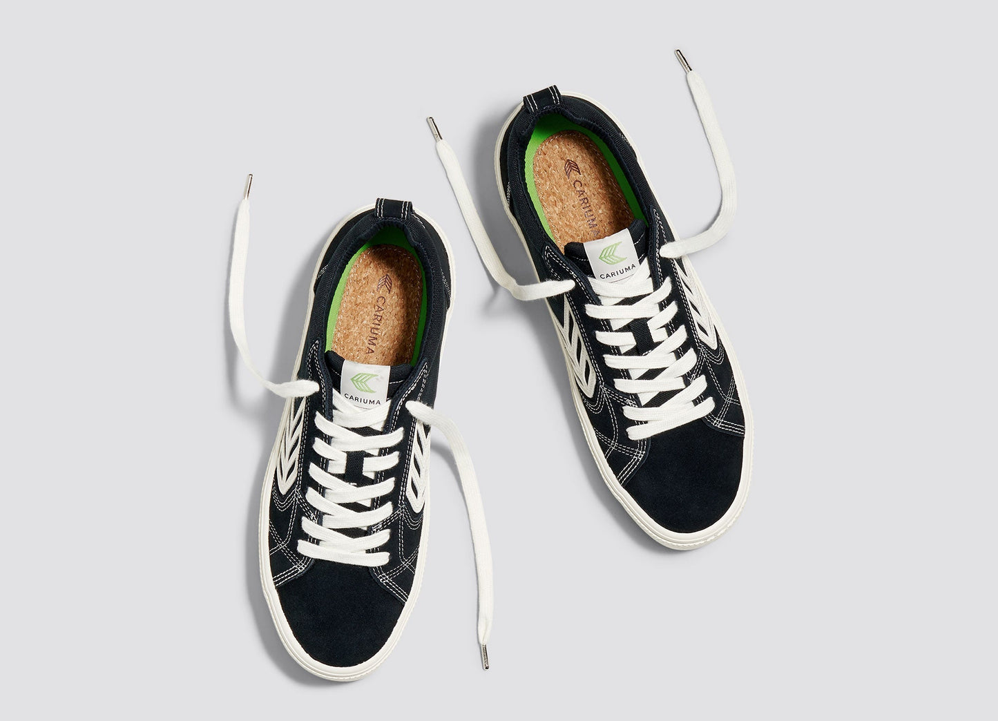 CATIBA PRO Low Black Suede and Canvas Contrast Thread Ivory Logo Sneaker