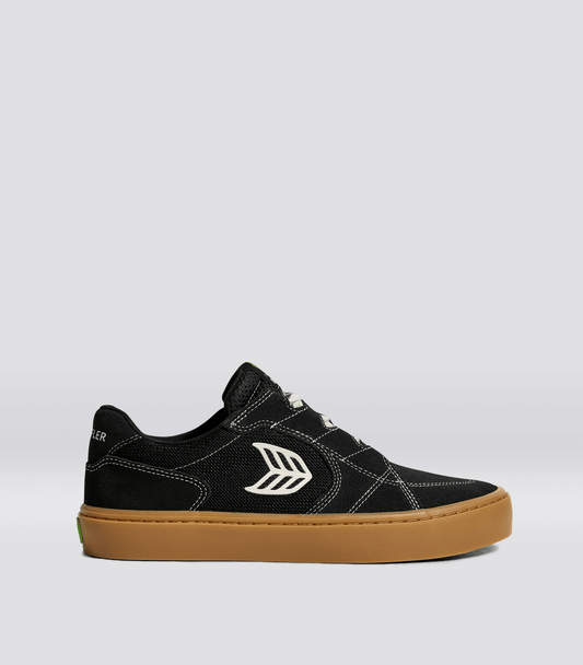 T20 PRO Gum Black Suede and Mesh Ivory Logo Contrast Thread Sneaker