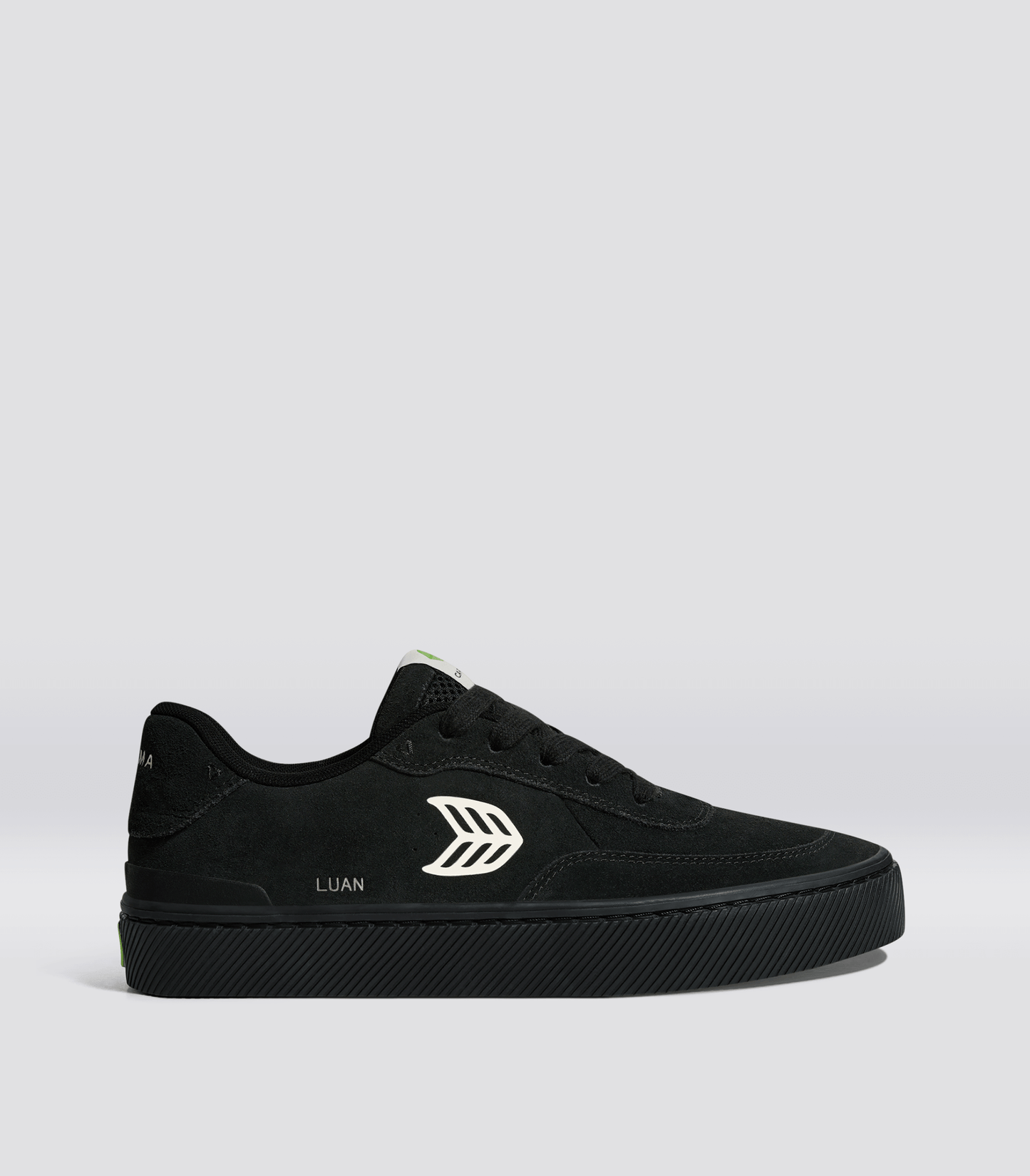 LUAN PRO All Black Suede Ivory Logo Sneaker