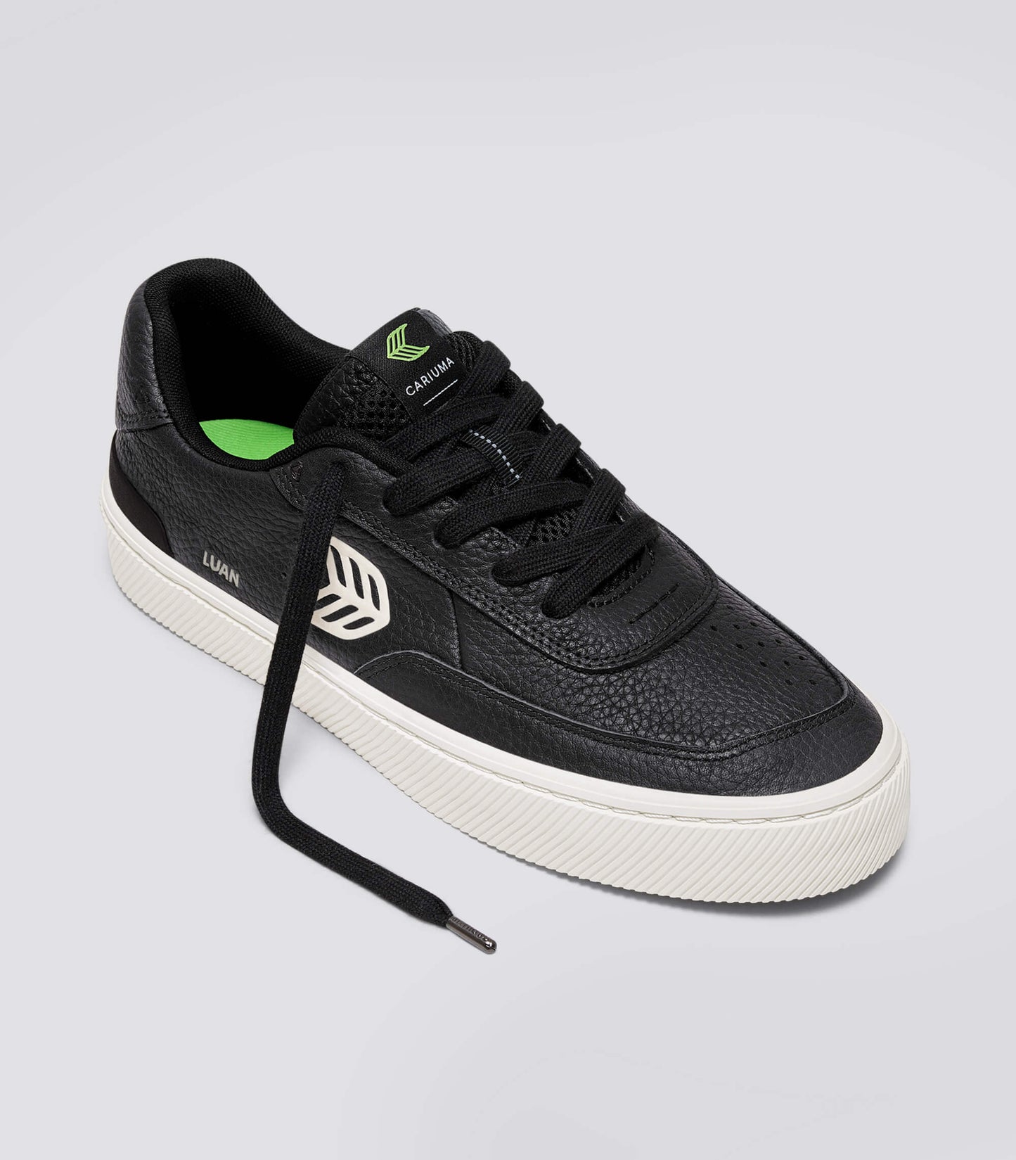 LUAN PRO Black Premium Leather Ivory Logo Sneaker