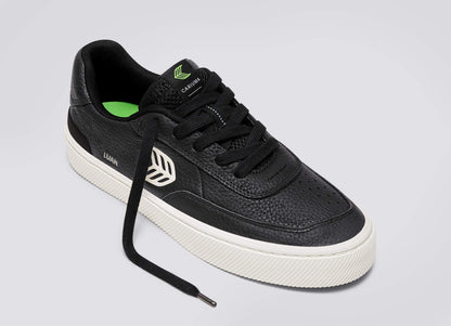 LUAN PRO Black Premium Leather Ivory Logo Sneaker