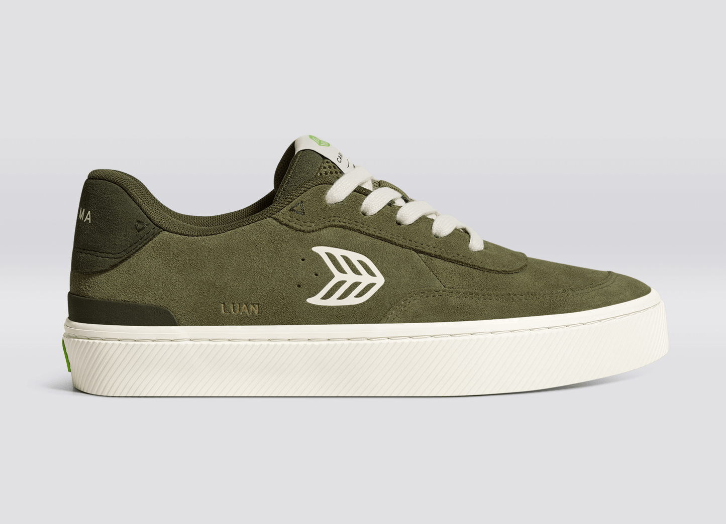 LUAN PRO Olive Green Suede Ivory Logo Sneaker