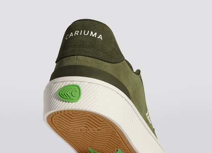 LUAN PRO Olive Green Suede Ivory Logo Sneaker