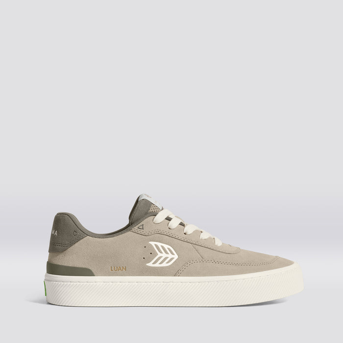 LUAN PRO Plaza Taupe Suede Ivory Logo Sneaker