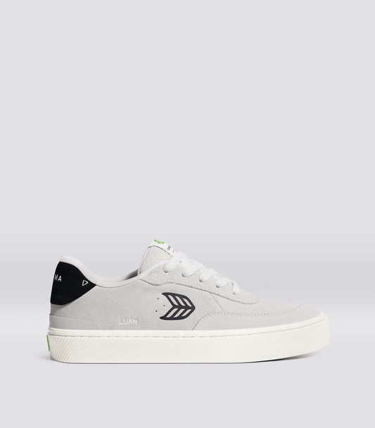 LUAN PRO Smoke White Suede Black Logo Sneaker