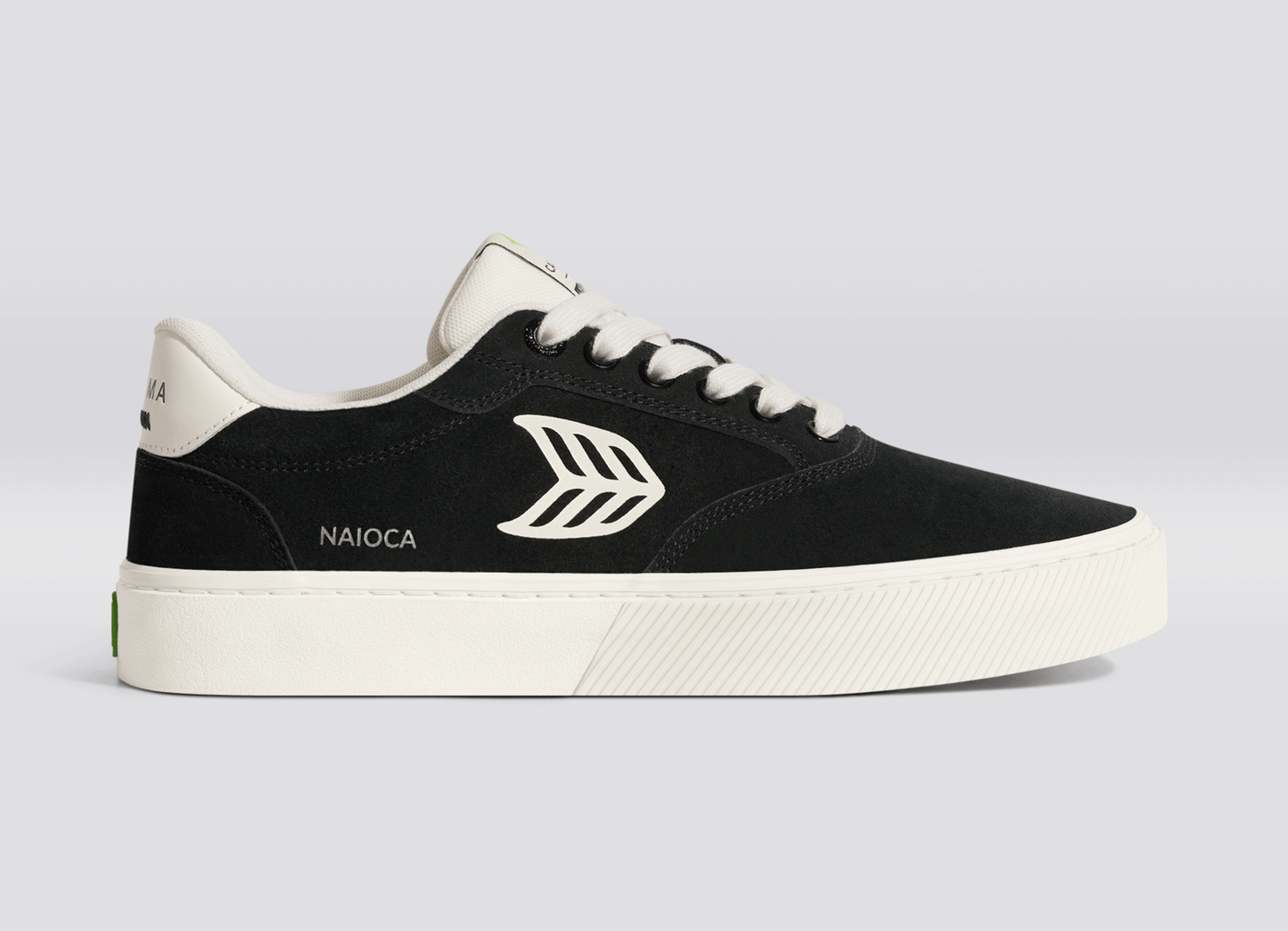 NAIOCA Black Suede Ivory Logo Sneaker