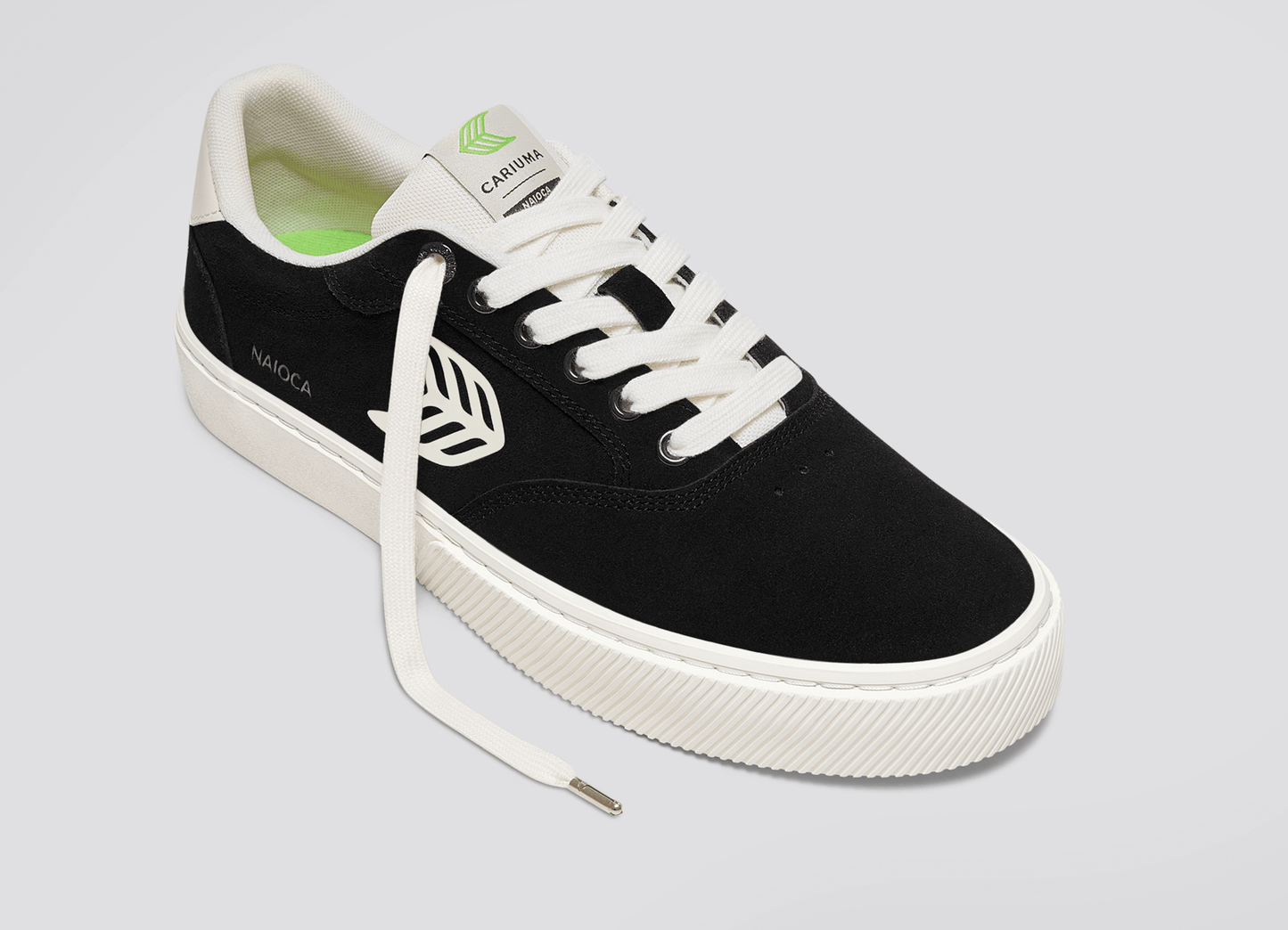 NAIOCA Black Suede Ivory Logo Sneaker