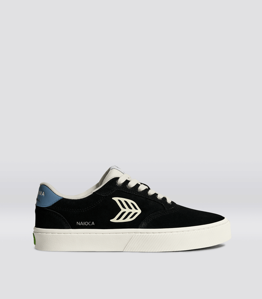 NAIOCA Black Suede Ivory Logo Washed Blue Sneaker