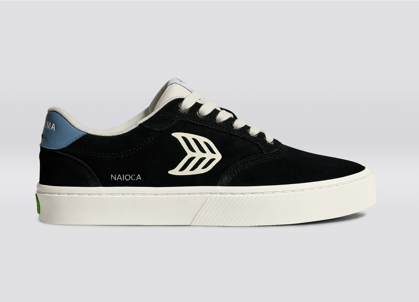 NAIOCA Black Suede Ivory Logo Washed Blue Sneaker