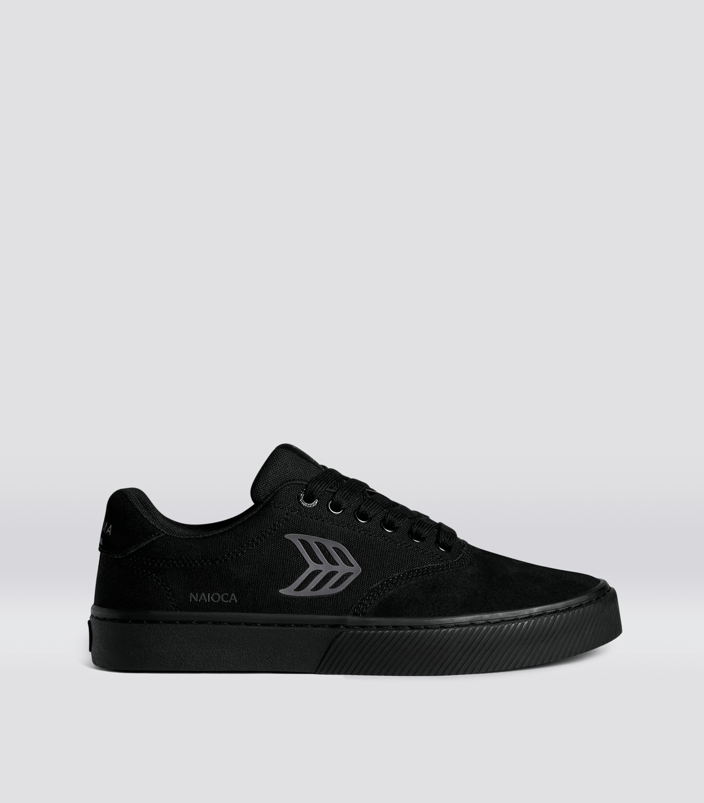 NAIOCA PRO All Black Suede and Canvas Ash Grey Logo Sneaker