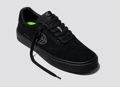 NAIOCA PRO All Black Suede and Canvas Ash Grey Logo Sneaker