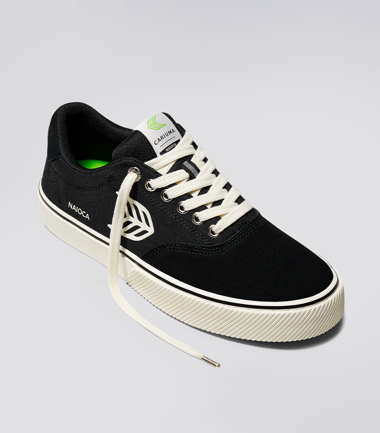 NAIOCA PRO Black Suede and Canvas Ivory Logo Sneaker