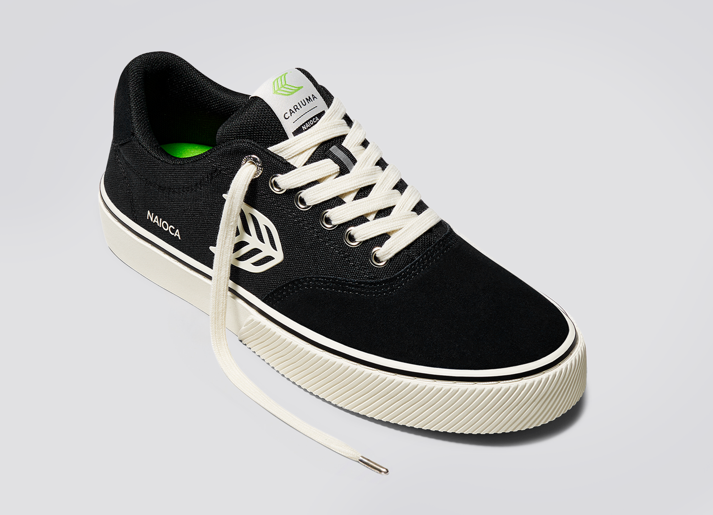 NAIOCA PRO Black Suede and Canvas Ivory Logo Sneaker