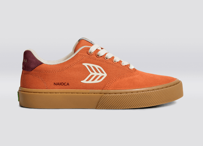 NAIOCA PRO Gum Burnt Orange Suede and Canvas Ivory Logo Ruby Wine Sneaker