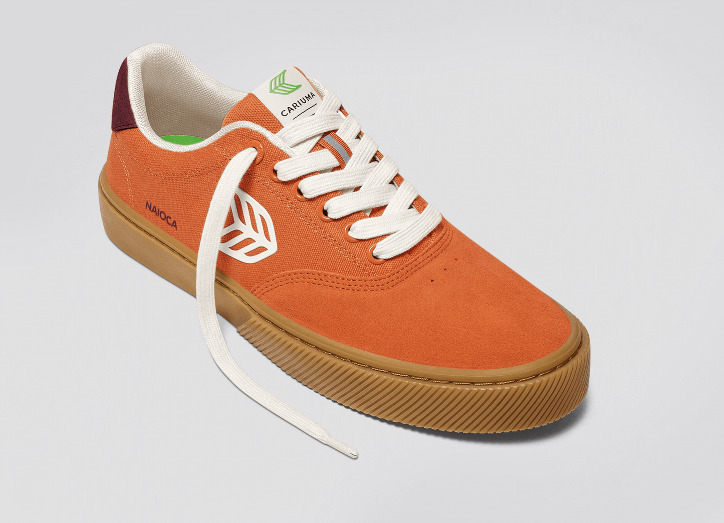 NAIOCA PRO Gum Burnt Orange Suede and Canvas Ivory Logo Ruby Wine Sneaker