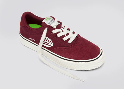 NAIOCA PRO Cabernet Suede and Canvas Ivory Logo Sneaker