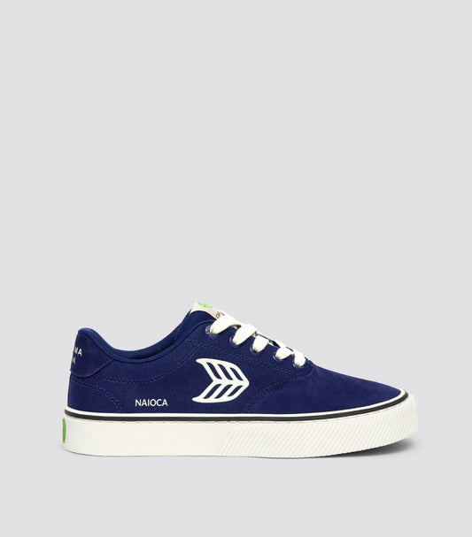 NAIOCA PRO Marine Blue Suede and Canvas Ivory Logo Sneaker