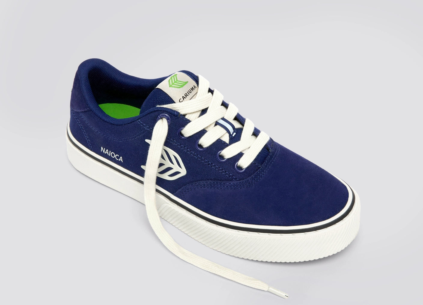 NAIOCA PRO Marine Blue Suede and Canvas Ivory Logo Sneaker
