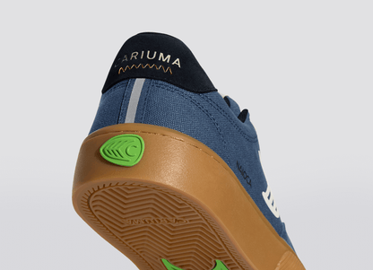 NAIOCA PRO Gum Shadow Blue Suede and Canvas Ivory Logo Sneaker