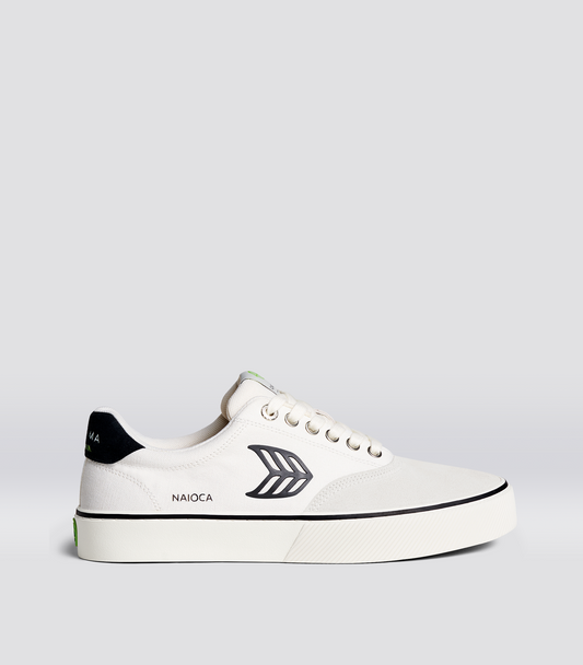 NAIOCA PRO Vintage White Suede Off-White Canvas Black Logo Sneaker