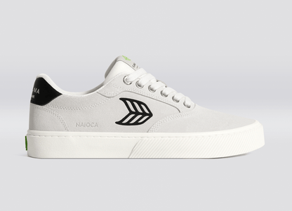 NAIOCA Smoke White Suede Black Logo Sneaker