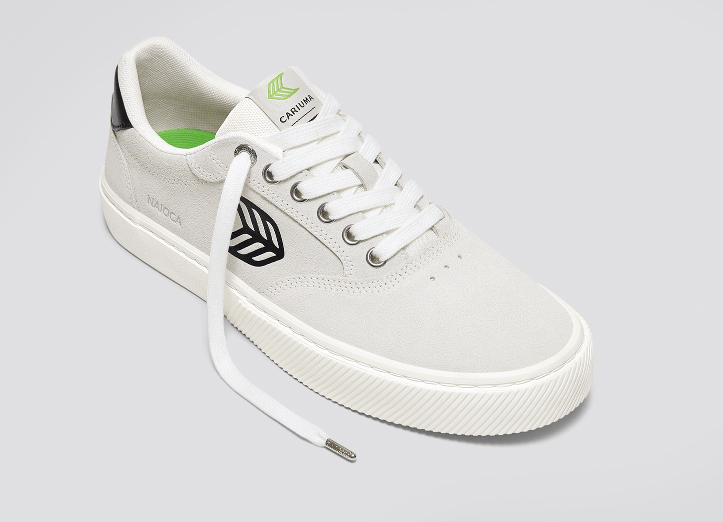 NAIOCA Smoke White Suede Black Logo Sneaker