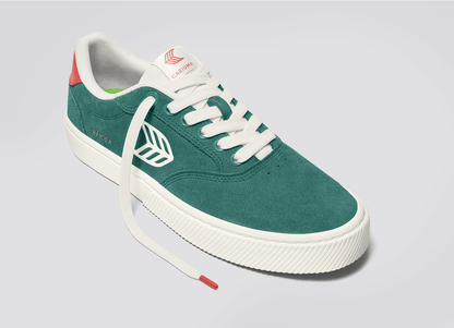 NAIOCA Teal Suede Ivory Logo Watermelon Sneaker