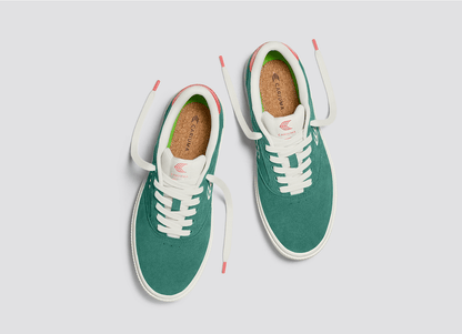 NAIOCA Teal Suede Ivory Logo Watermelon Sneaker