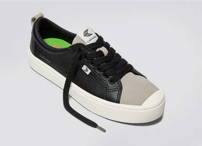 OCA Low Black Premium Leather Cloud Grey Suede Sneaker