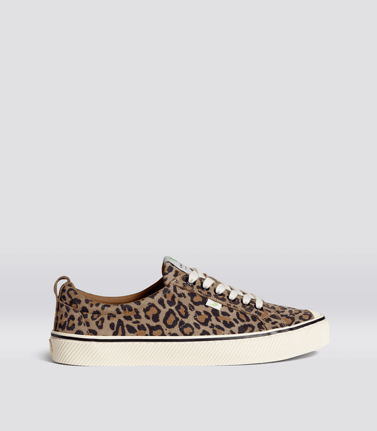 OCA Low Stripe Leopard Print Suede Sneaker