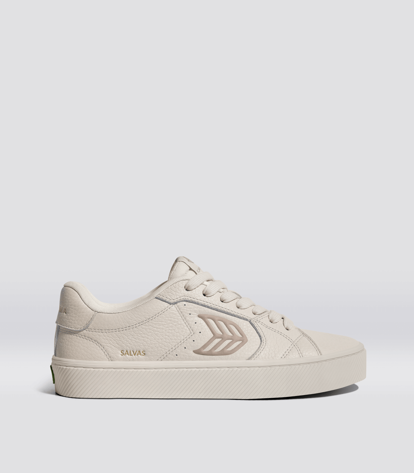 SALVAS All Almond Milk Premium Leather Plaza Taupe Logo Sneaker