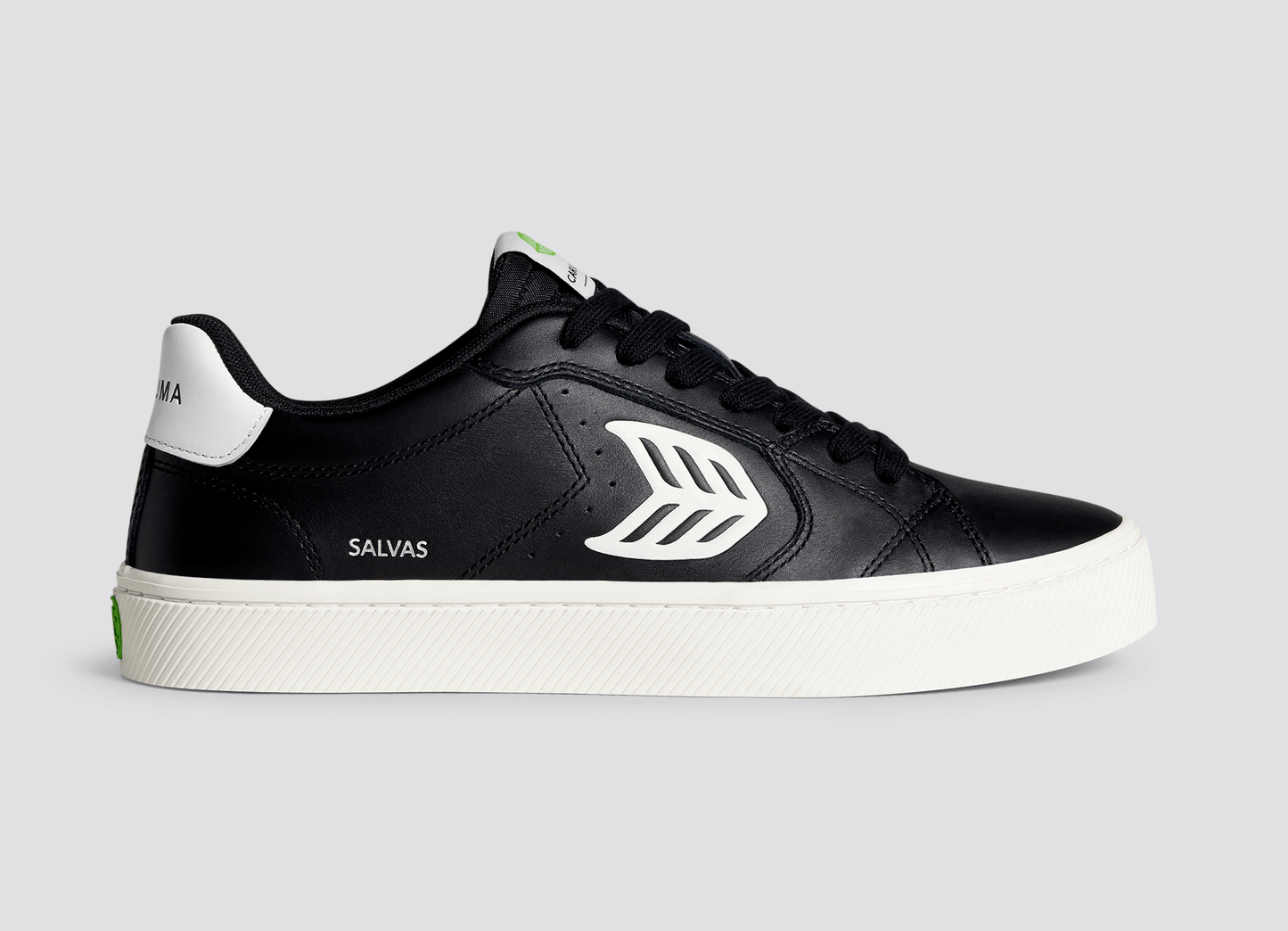 SALVAS Black Leather Off-White Logo Sneaker