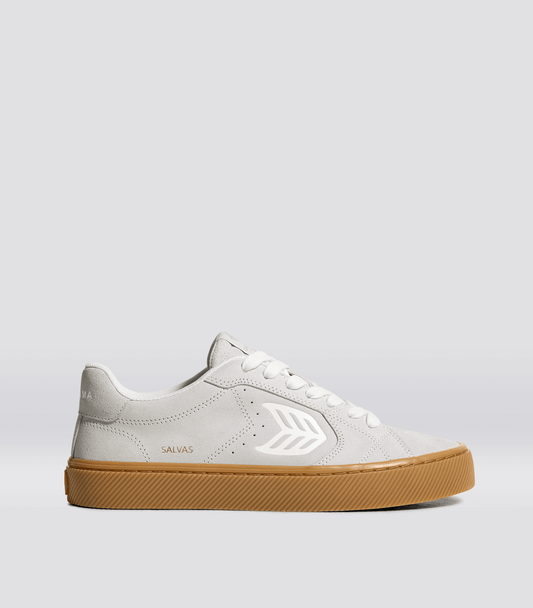 SALVAS Gum Smoke White Suede Off-White Logo Sneaker