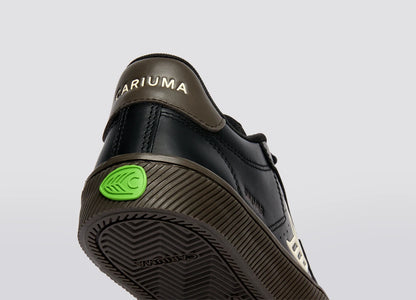 SALVAS Black and Teak Leather Ivory Logo Sneaker